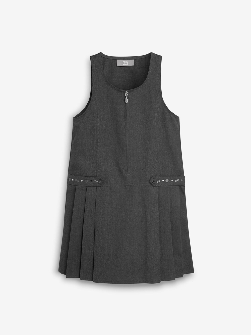Сарафан школьный на молнии для девочки Next 503-933, Серый