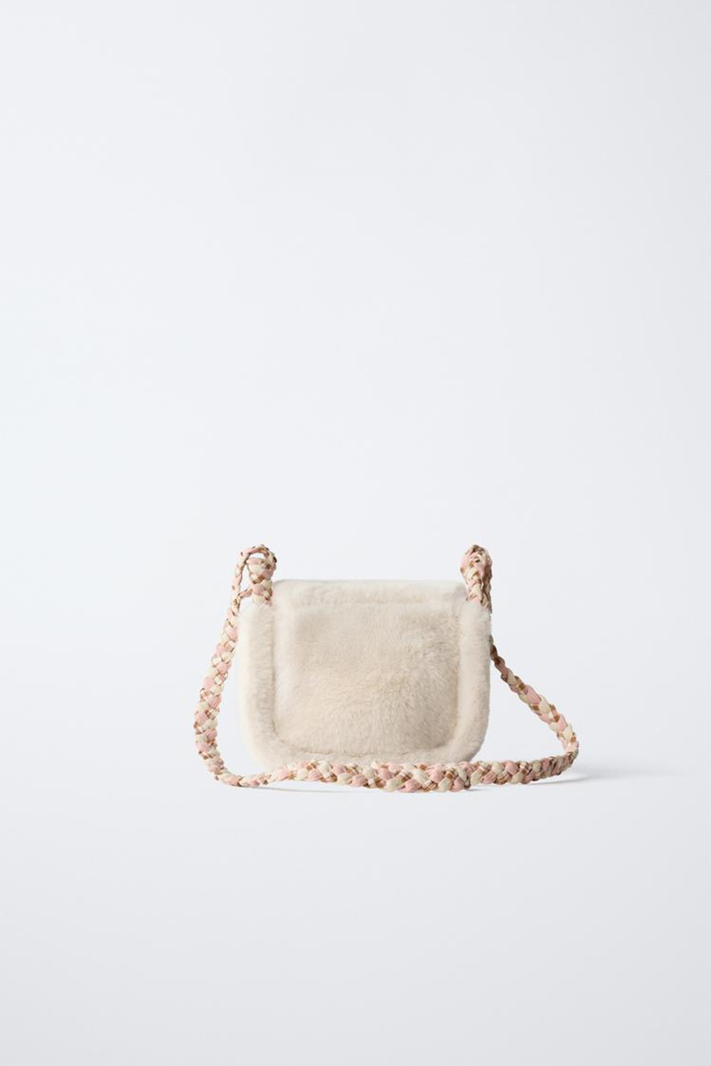 ZARA СУМКА ИЗ ИСКУССТВЕННОГО МЕХА, ЭКРЮ