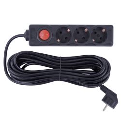 S-GCU3-7B BLACK Удлинитель серии Ultra. шнур 7м.. 3 гнезда. 16A. с-з. Черный. TM Uniel