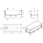 ВАННА АКРИЛОВАЯ ROCA ELBA 170X75  В комплектес каркас