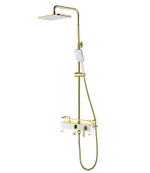 Смеситель для ванны и душа с регулируемой высотой штанги, поворотным изливом и верхней душевой лейкой "Тропический дождь" – LM6462WG, Серия MISTA