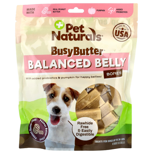 Pet Naturals, BusyButter®, сбалансированные кости живота, для собак до 26 фунтов, с начинкой из арахисового масла, 368,5 г (13 унций)
