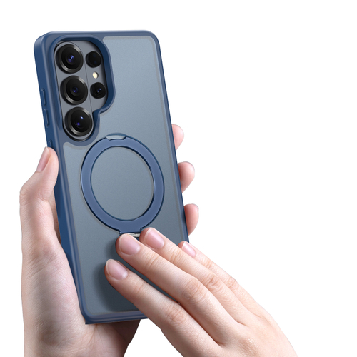 Чехол темно-синего цвета с MagSafe для Samsung Galaxy S26 Ultra, серия Yind Series Case от Dux Ducis (версия с магнитной откидной подставкой)