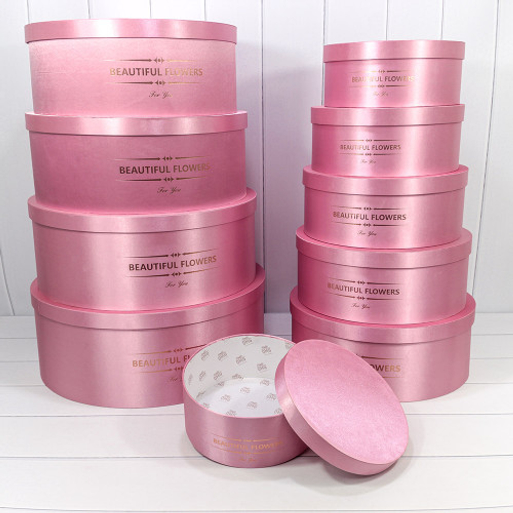 Коробка 52х19.5 см Набор 10 шт с атласной тканью (Розовый)