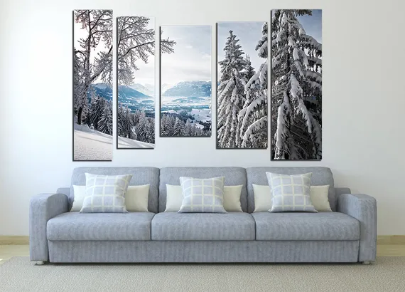 Модульная картина "Снежный лес"