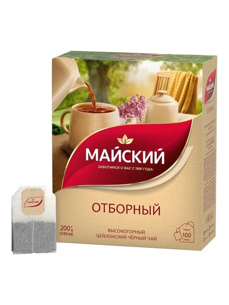Чай черный Майский Отборный в пакетиках 100 шт x 6 уп