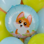 Шар (18''/46 см) Круг, С Днем Рождения! (корги), 1 шт. в уп.