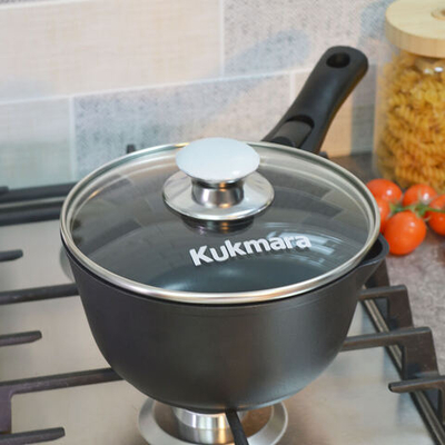 Кастрюля-ковш 1,5л литой с а/пр, со съемной ручкой, со стеклянной крышкой