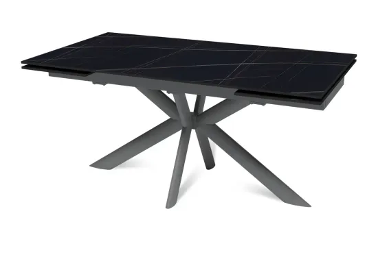Стол "СТРОНГ" 160-240, керамика Black gold матовая, опоры черный муар