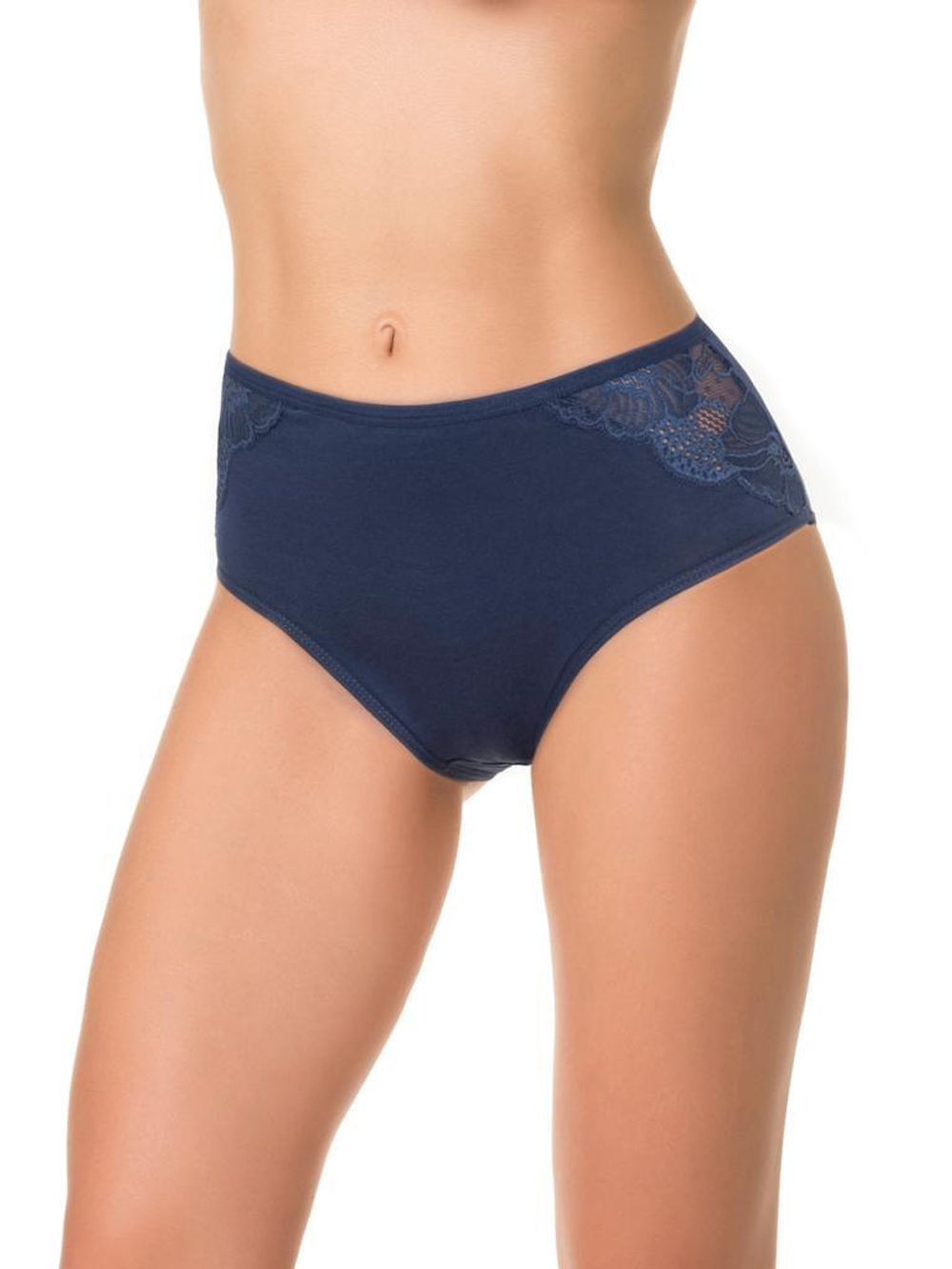 Трусы с высокой линией талии и кружевными вставками (Размер: XL) (Цвет: черный)
