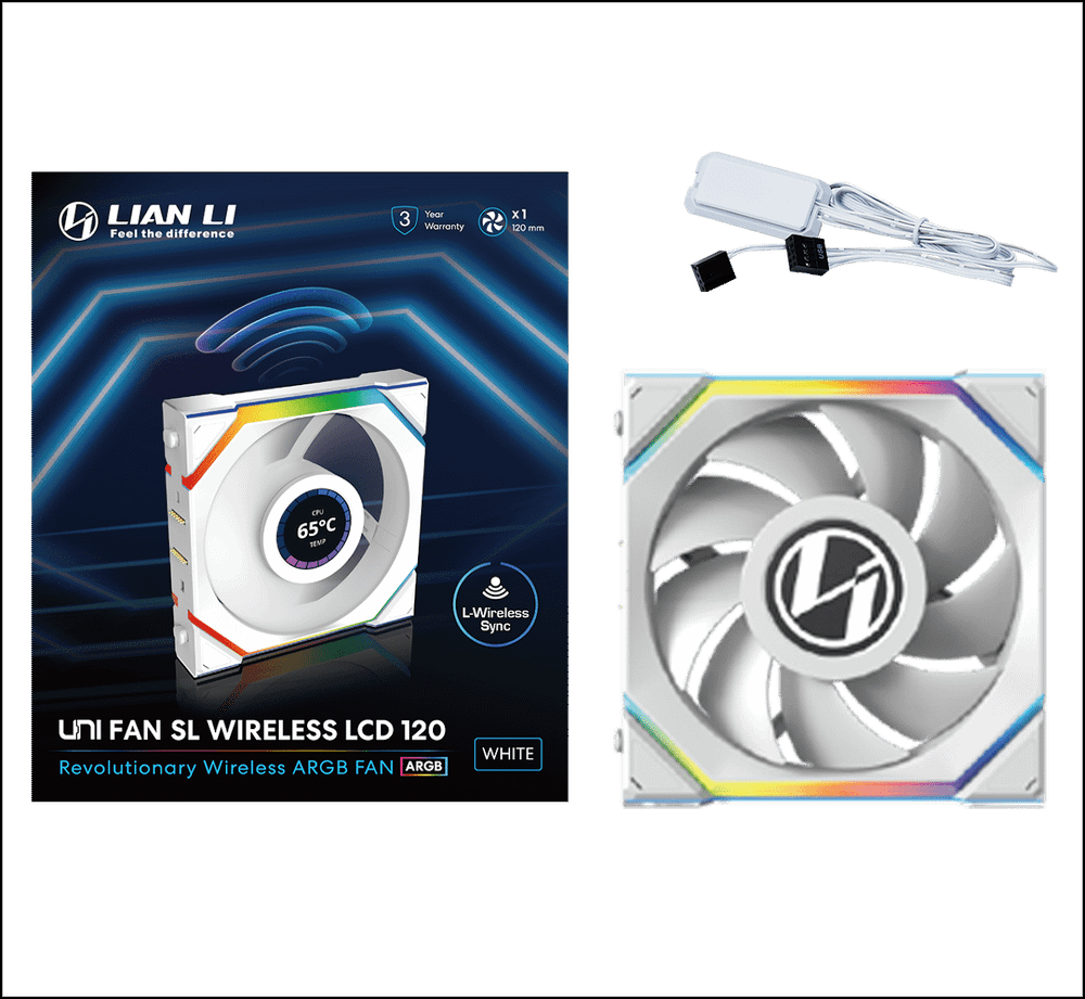 Вентилятор для корпуса Lian Li UNI FAN SL WIRELESS LCD 120mm No controller White G99.12SLLCD1W1W.00