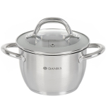 Кастрюля нерж, 2 л, с крыш, крышка стекло, Daniks, Перл, GS-01205-16, индукц