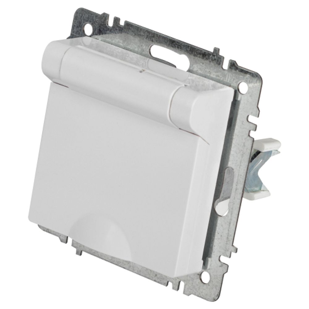 Розетка Intro Accent 6-203-01 с заземлением 2P+E Schuko с крышкой 16А-250В IP20 СУ AL/CU белый