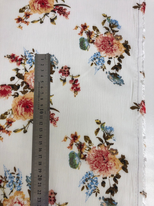Марлевка жатка принт, вискоза цветы букеты на молочном