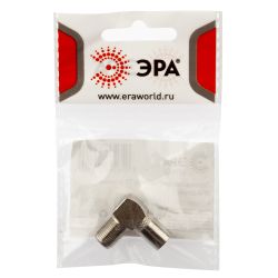 Переходник ЭРА SIMPLE гнездо F-штекер TV угловой упаковка 1 шт. | Разъёмы, переходники, ТВ делители