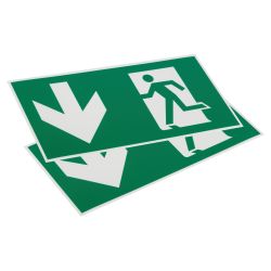 Пиктограмма ЭРА INFO-SSA-118 бэклит 259x128мм Человек-стрелка-вниз зеленая SSA-103 | Наклейки для светильников (знаки безопасности)