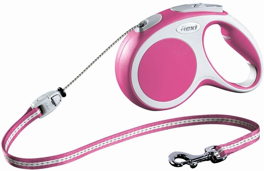 FLEXI рулетка Vario Basic М (до 20 кг) трос 5 м розовая
