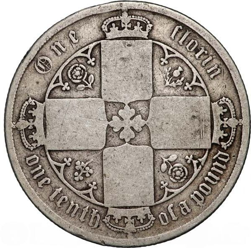 United Kingdom 1 Florin 1872 – Queen Victoria "Gothic Florin"