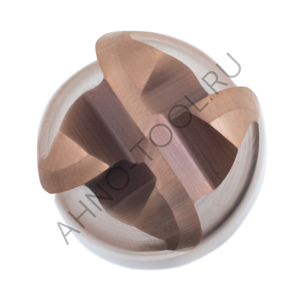 Фреза твердосплавная радиусная  12мм (L=75, l=30, хв=12) Z4 35° по стали, нерж., чугуну, с радиусной