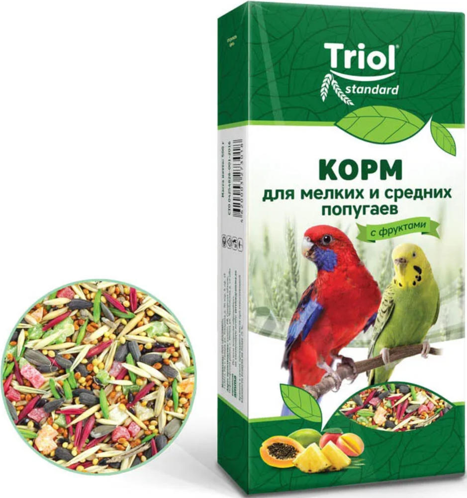 Triol 500г. Корм для мелких и средних попугаев с фруктами