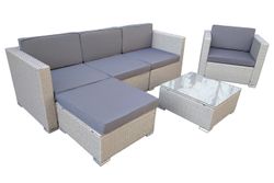 "Даллас" лаунж-зона из искусственного ротанга на 5 персон, цвет серый