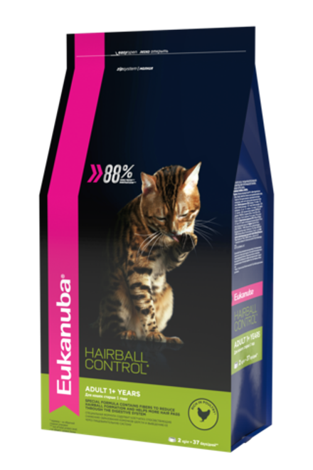 Eukanuba Adult Hairball Indoor сбалансированный корм для кошек 2 кг