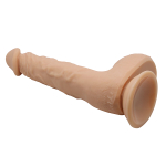 Телесный вибратор-реалистик 25см с большой мошонкой и пультом ДУ Baile Jason BW-008041ZSY