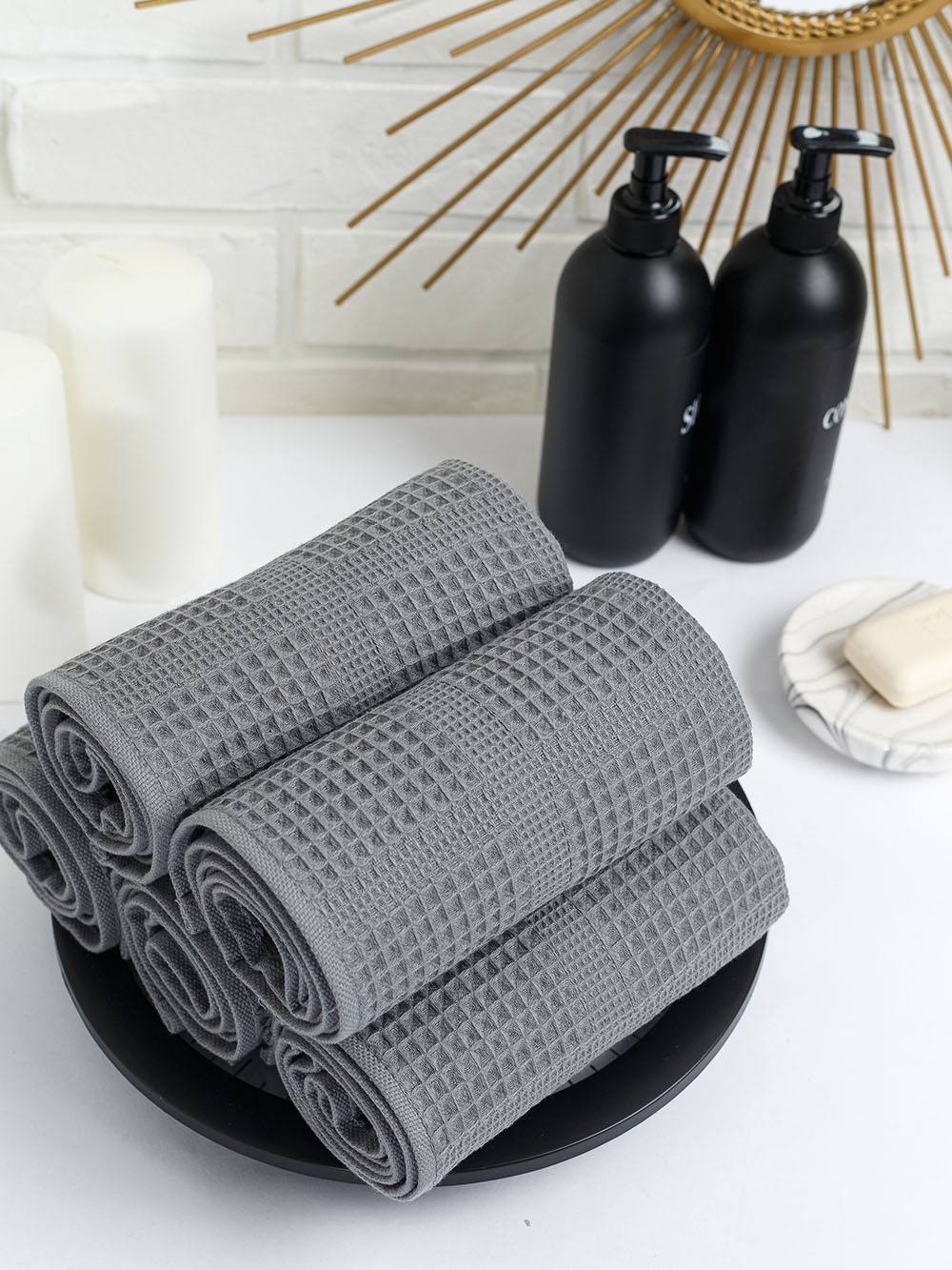 Полотенце вафельное, г/к, 300 гр/м2, 35х75, арт. CW 35-75, цвет: 910-Серый,