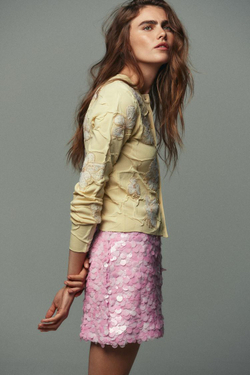 ZARA ВЯЗАНЫЙ КАРДИГАН С БИСЕРОМ, СВЕТЛО-ЖЕЛТЫЙ