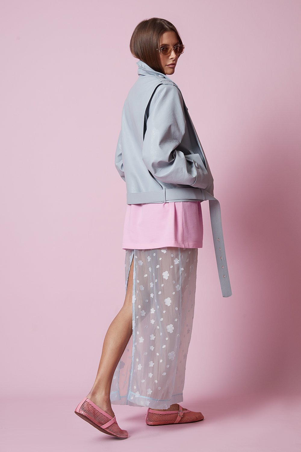 Куртка из эко-кожи голубая