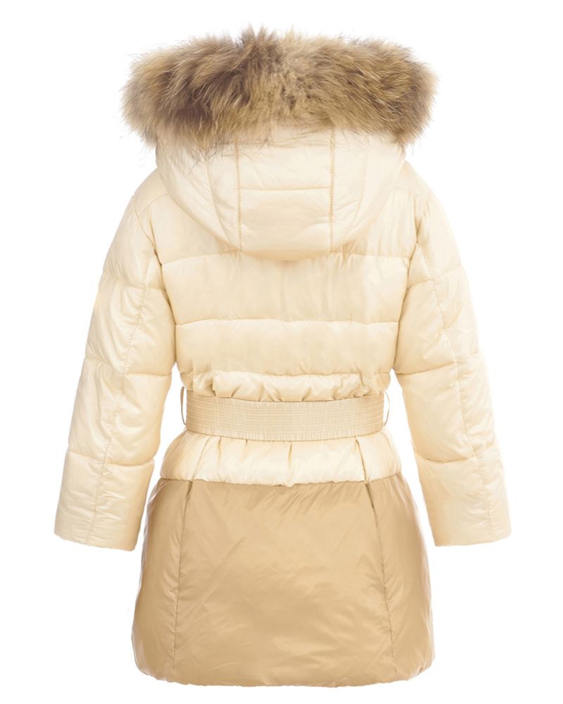 Светло-бежевая зимняя куртка PULKA с мехом