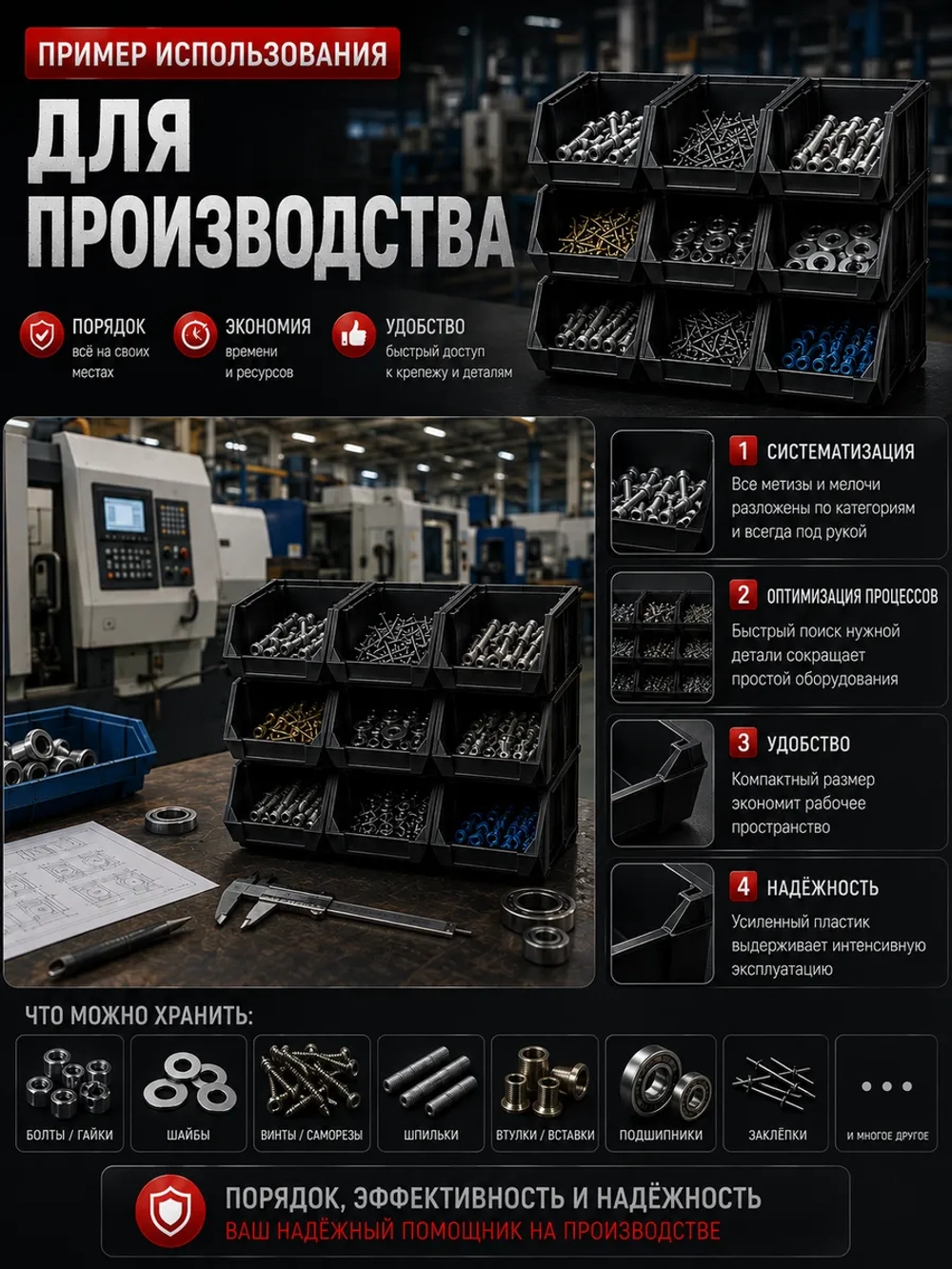 Лотки для метизов 12 шт с креплением на стену