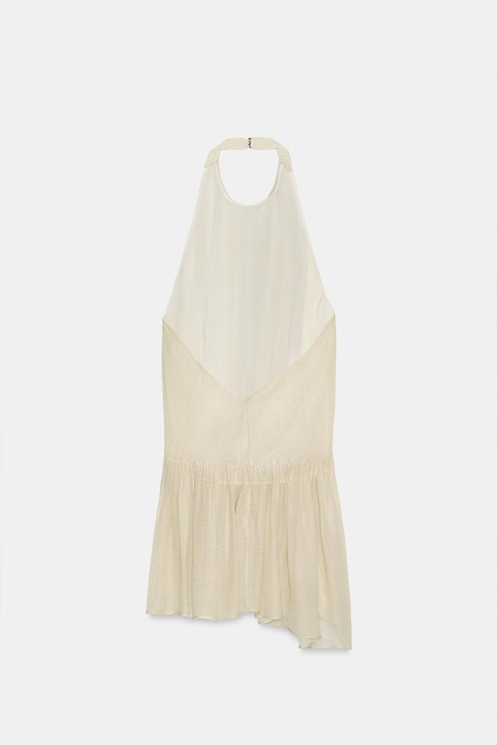 ZARA ТОП С ДРАПИРОВКОЙ В ГОРОШЕК — ZW COLLECTION, КОРИЧНЕВЫЙ/ЭКРЮ