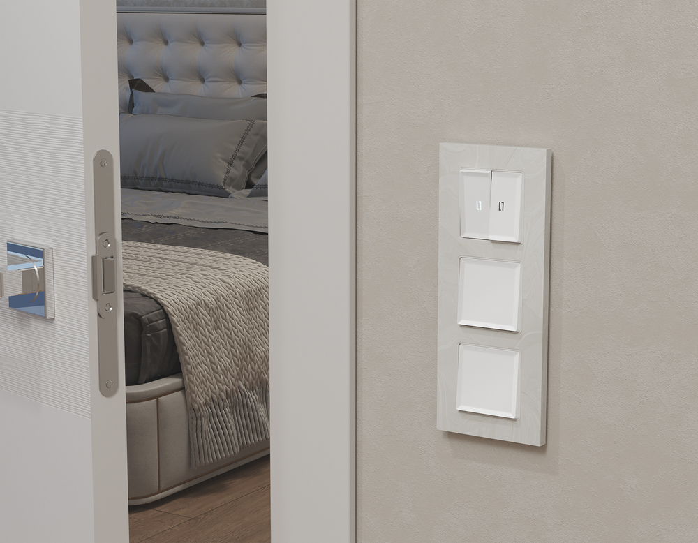 MA124035 Комплект механизма 2-кл проходного выключателя с подсветкой 5600K ALFA Белый матовый QUANT (AP1240, VM120, G25W)