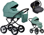 Детская коляска Indigo Barbara Eco Classic 3 в 1 с автокреслом Avionaut Cosmo Grey Be01 шалфей кожа