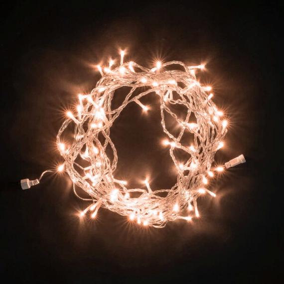 Светодиодная нить 100 экстра теплых белых LED ламп, 10 м., 24В., прозрачный провод ПВХ, LTC (PST100-10-1EWW)