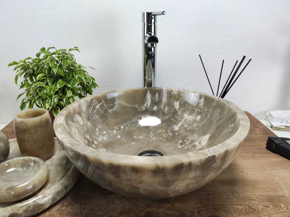 Раковина из оникса Bowl Grey Small TinLip BO-60912 40*40*15