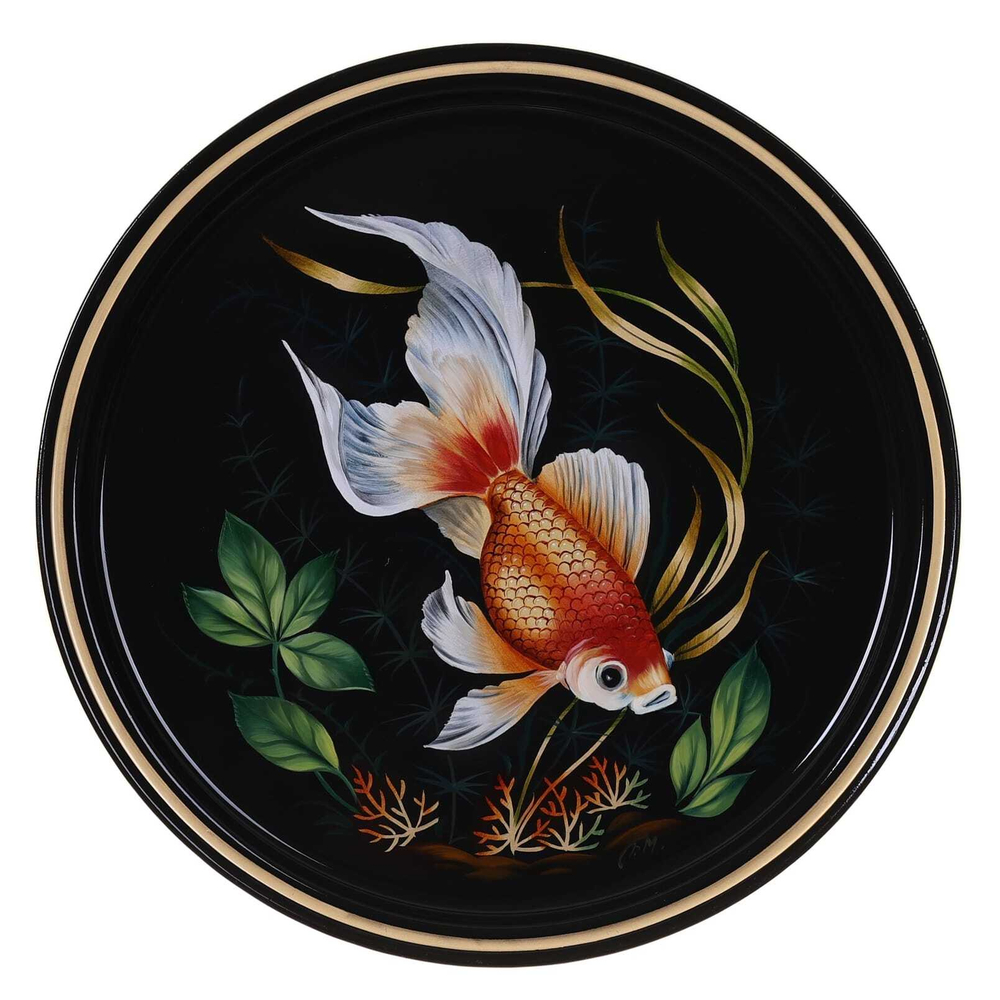 Жостовский поднос декоративный, размер 30 см (A9), металлический