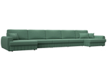 Диван П-образный Лига-057 НПБ МегаЛонг, Амур 11 зеленый, Рогожка, 129354