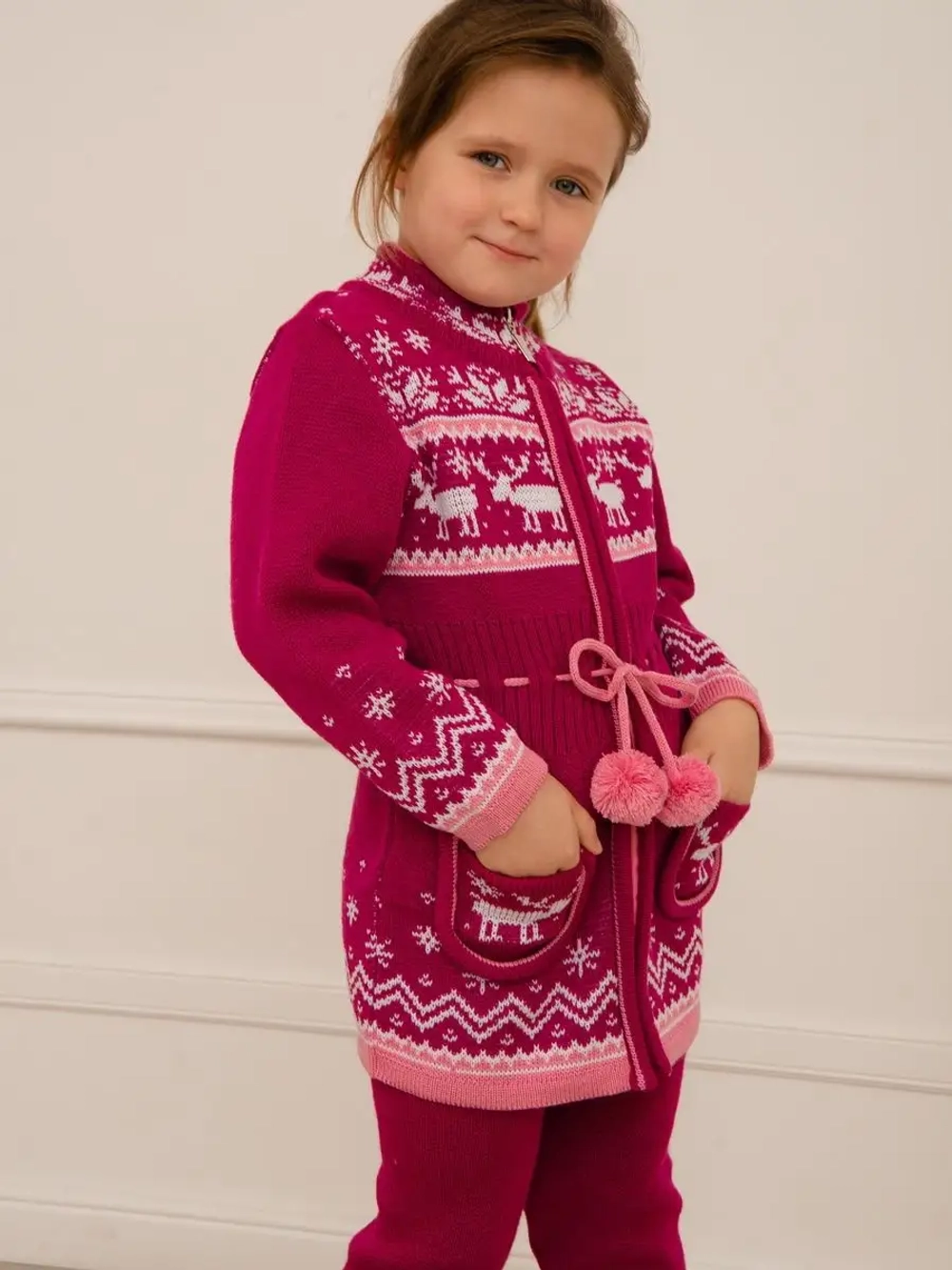 Кардиган вязаный на молнии для девочки