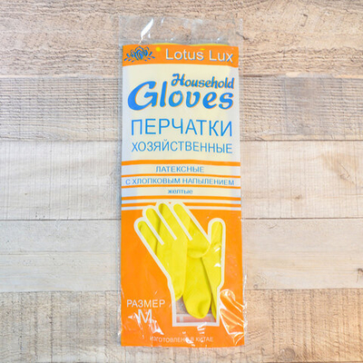 Перчатки латексные с хлопковым напылением р.M Люкс Household Gloves