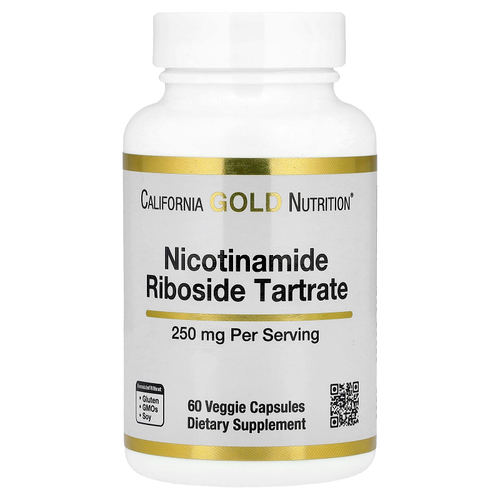 California Gold Nutrition, никотинамид рибозид тартрат (НРТ), 250 мг, 60 растительных капсул