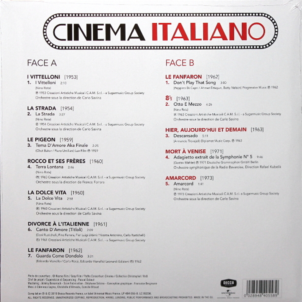 Сборник / Cinema Italiano (LP)