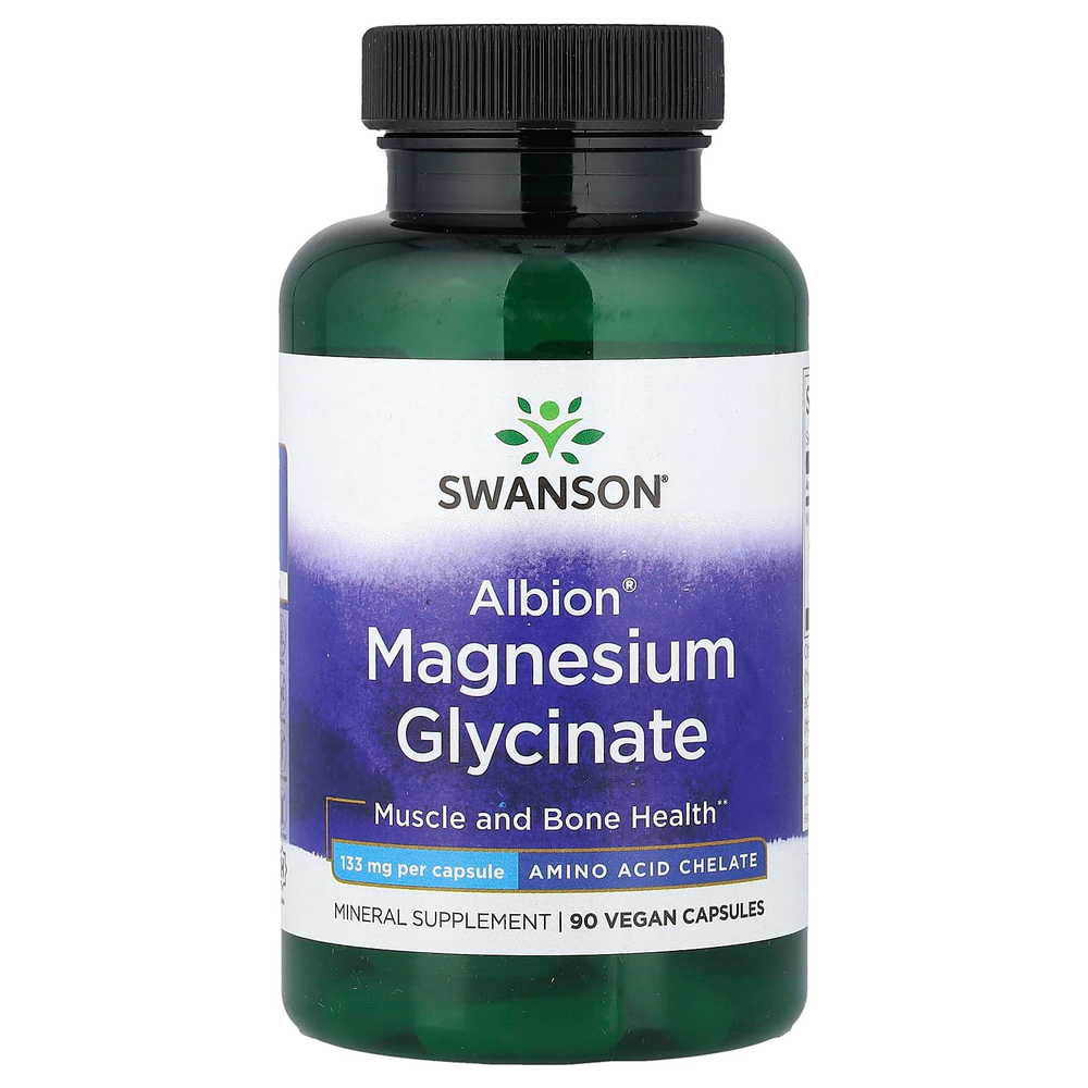 Swanson Vitamins, Albion®, глицинат магния, 133 мг, 90 веганских капсул