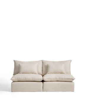 Модульный трехместный диван Anarela из бежевого льна и вискозы со съемным чехлом, 220 см