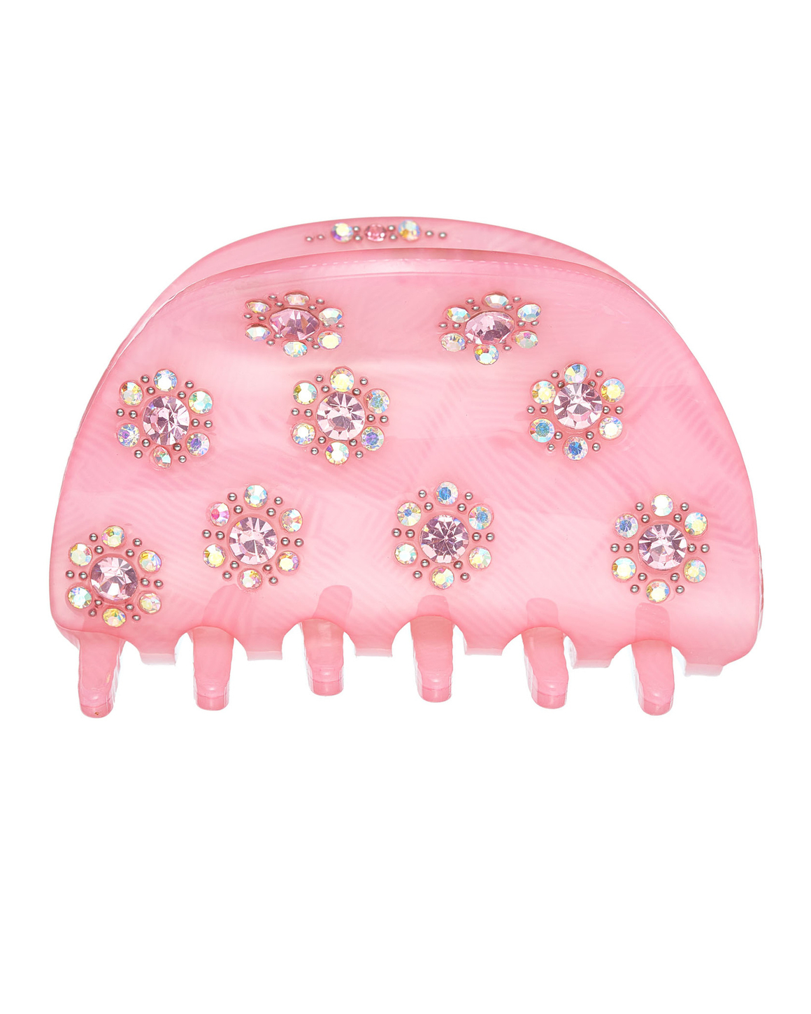 Заколка-краб, цветы из камней, розовая