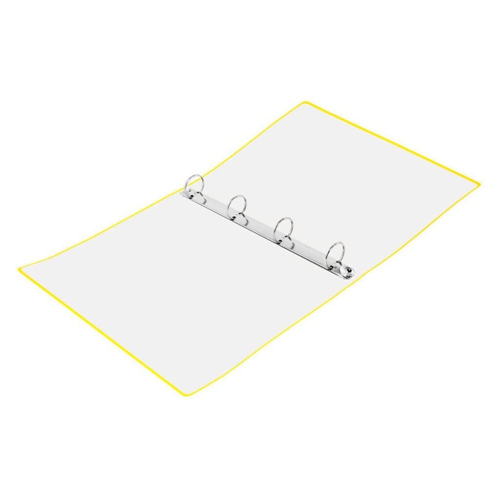 Папка на 4-х кольцах, 40мм, Бюрократ Neon, 700мкм, внутренний карман, корешок с карманом, желтая