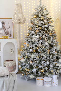 Ель искусственная заснеженная с лампочками Версальская