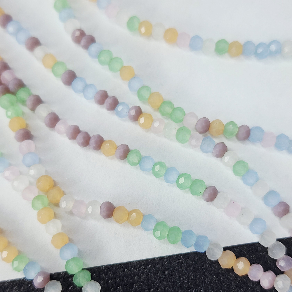 Бусины стекло, эффект кошачьего глаза, огранка, р-р 3мм, цена за нить 22.5см