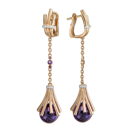 Серьги с аметистом  из красного золота JA-S-110164-1